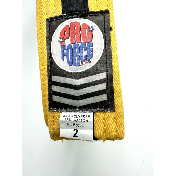 ProForce Double Wrap Solid Karate Martial Arts Belt Yellow/Black Stripe SIZE 2 - Picture 5 of 7